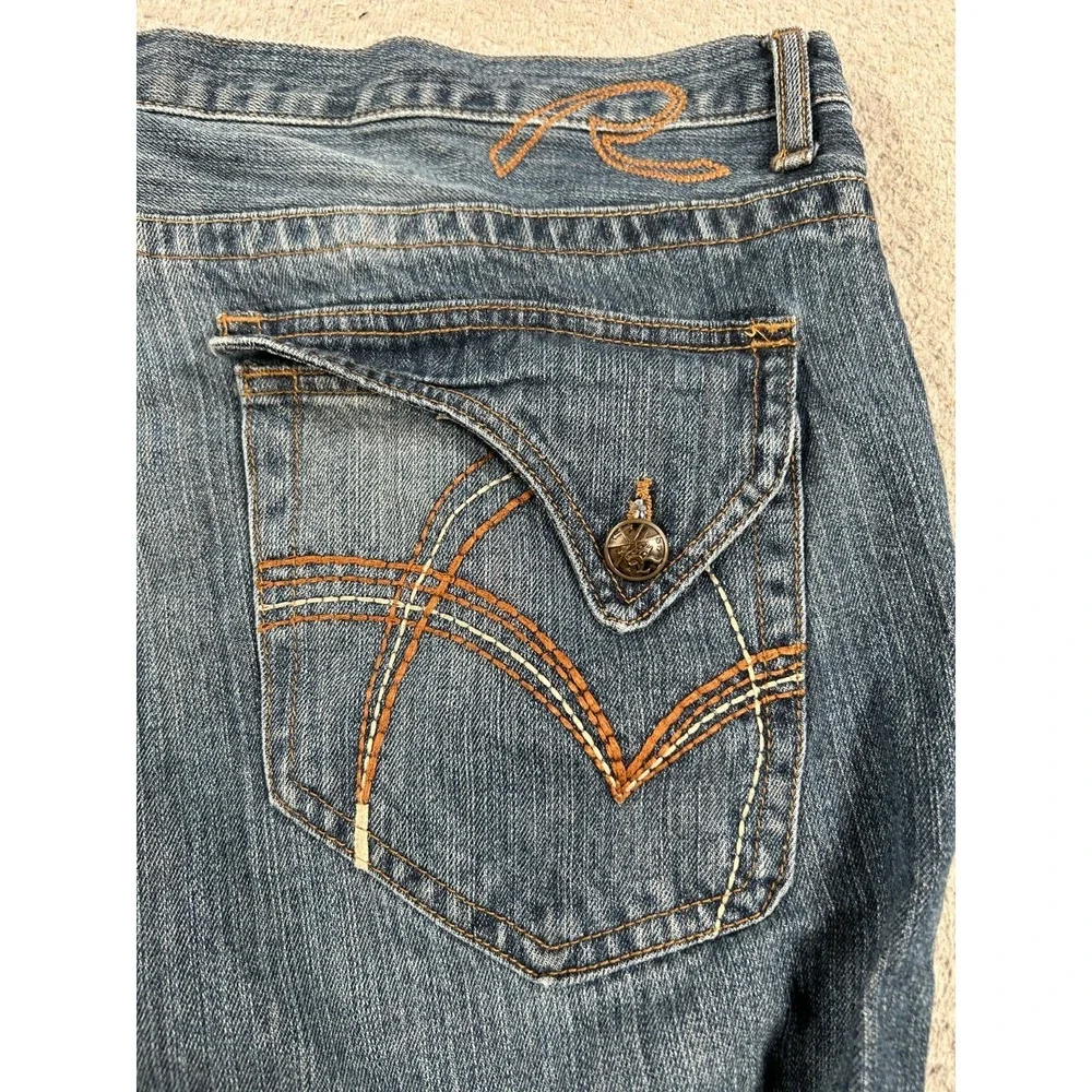 Request Jeans Men 41x29 Blue Denim Straight Casual Western Dark Wash Flap Pocket